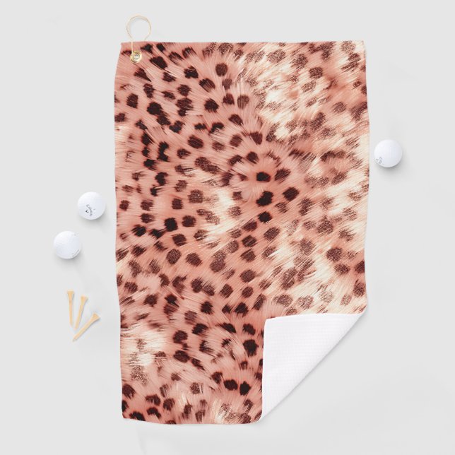 Chic Hübsch Girly Rose Gold Leopard Golfhandtuch (Insitu)