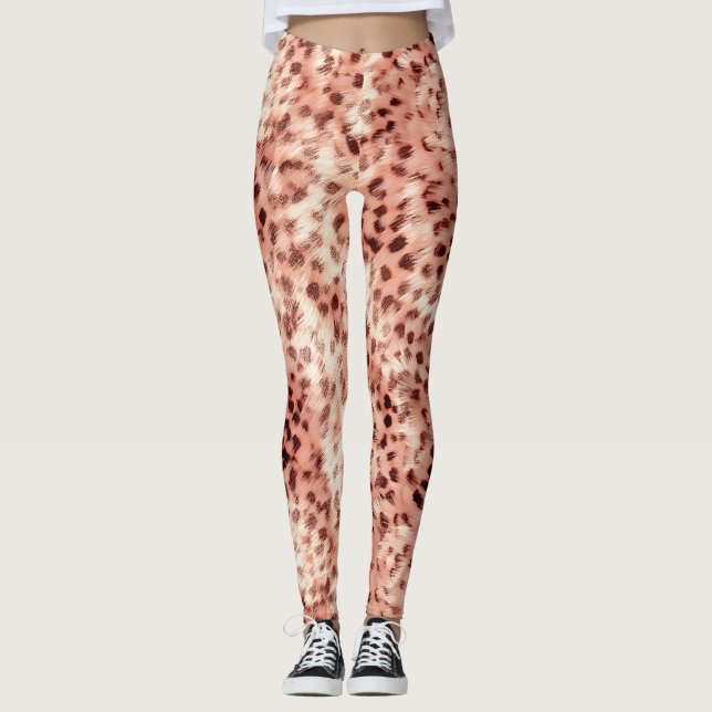 Chic Hübsch Girly Rose Gold Leopard Leggings (Vorderseite)