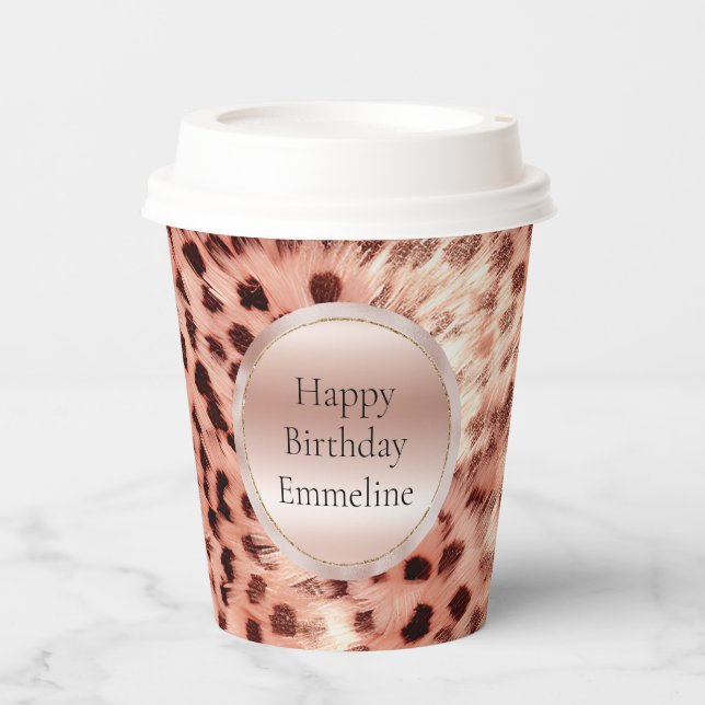 Chic Hübsch Girly Rose Gold Leopard Pappbecher (Vorderseite)
