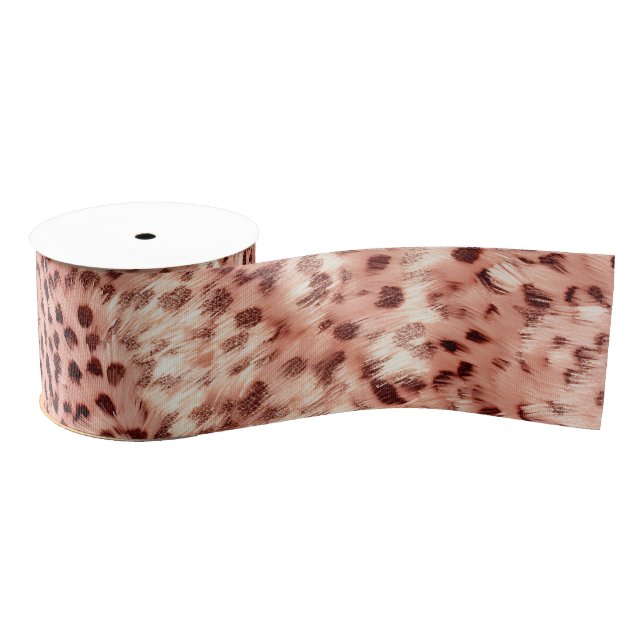 Chic Hübsch Girly Rose Gold Leopard Ripsband (Spule)