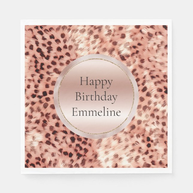 Chic Hübsch Girly Rose Gold Leopard Serviette (Vorderseite)