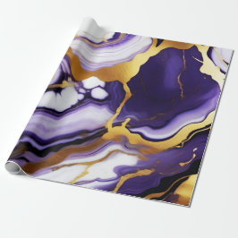 Chic hübsches lila Gold Imitate Marmor Geschenkpapier