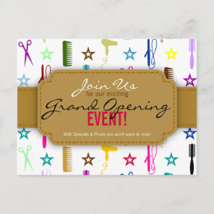 Chic Hues Multicolor Salon Grand Opening Einladungspostkarte