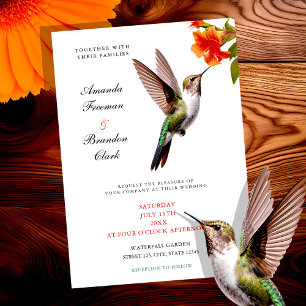 Chic Hummingbird und Orange Blume Wedding Einladung