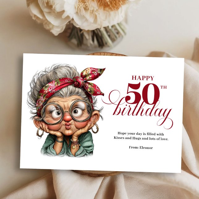 Chic humorous 50th woman card happy birthday einladung (Chic humorous 50th woman card happy birthday)