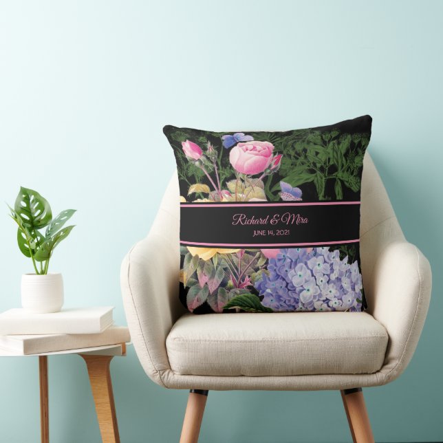 Chic Hydrangea und Rose Keepake Throw Kissen (Stuhl )