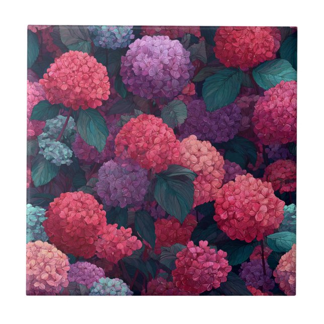 Chic Hydrangeas Keramik Fliesen für die Wohngestal (Vorderseite)