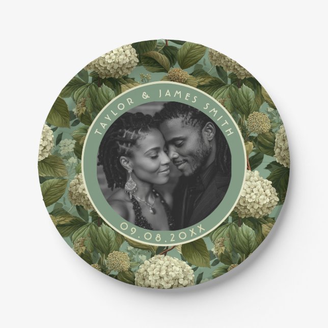 Chic Hydrangeas Teller für Hochzeitsessen Party (Vorderseite)