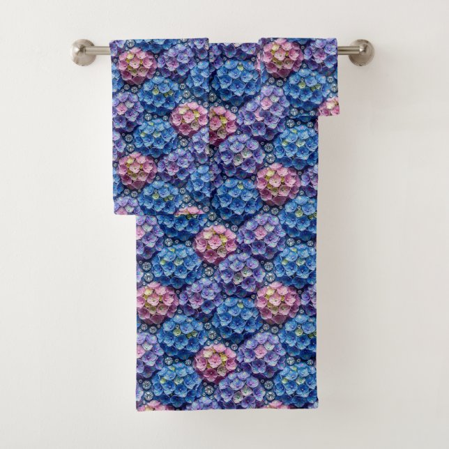Chic Hydrangeas und Diamanten Handtuch-Set Badhandtuch Set (Insitu)