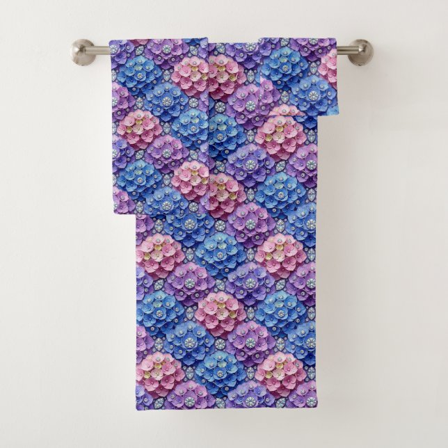 Chic Hydrangeas und Diamanten Handtuch-Set Badhandtuch Set (Insitu)