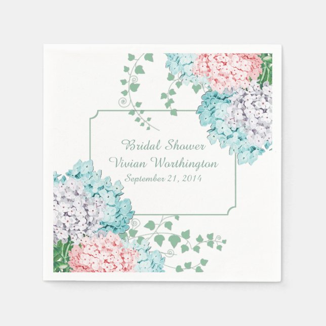 Chic Hydrangeas und Ivy Brautparty Napkins Serviette (Vorderseite)