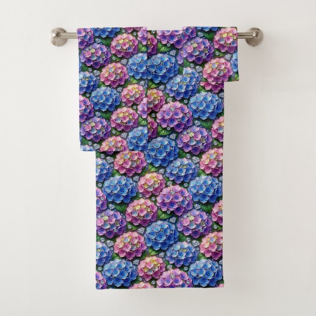 Chic Hydrangeen und Diamanten Handtuch-Set Badhandtuch Set (Insitu)
