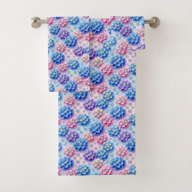 Chic Hydrangeen und Diamanten Handtuch-Set Badhandtuch Set (Insitu)