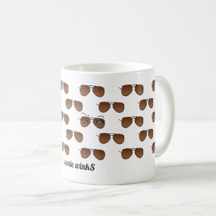 Chic ikonische WinkS Aviator Sonnenbrille Braun Mu Kaffeetasse