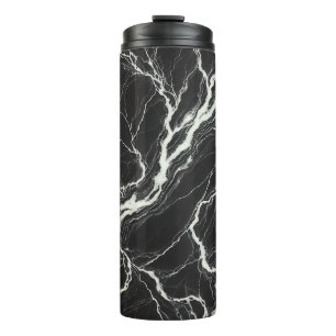 Chic im Schwarz-Weiß-Marmor-Look Glamour Thermosbecher