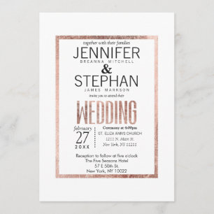 Chic-Imitat-Rosen-Goldhochzeits-Einladungen Einladung