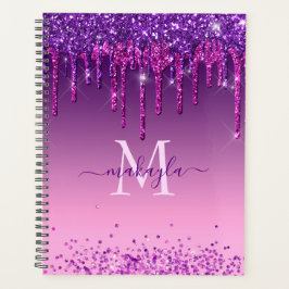 Chic Imitate Dunkle Tropfen Lila Glitzer Monogram  Planer