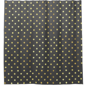 Chic Imitate Foil Leaf Gold Dots Grau Duschvorhang