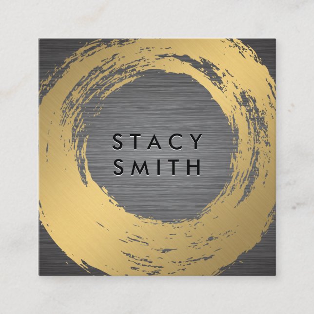 Chic Imitate Gold Brushed | Metall gebürstet Quadratische Visitenkarte (Vorderseite)