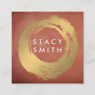 Chic Imitate Gold Brushed Red Leather Quadratische Visitenkarte