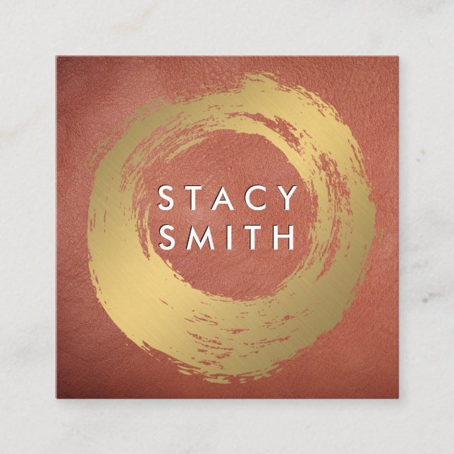 Chic Imitate Gold Brushed Red Leather Quadratische Visitenkarte (Vorderseite)