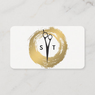 Chic Imitate Gold Brushed Salon Stylist Monogram Visitenkarte