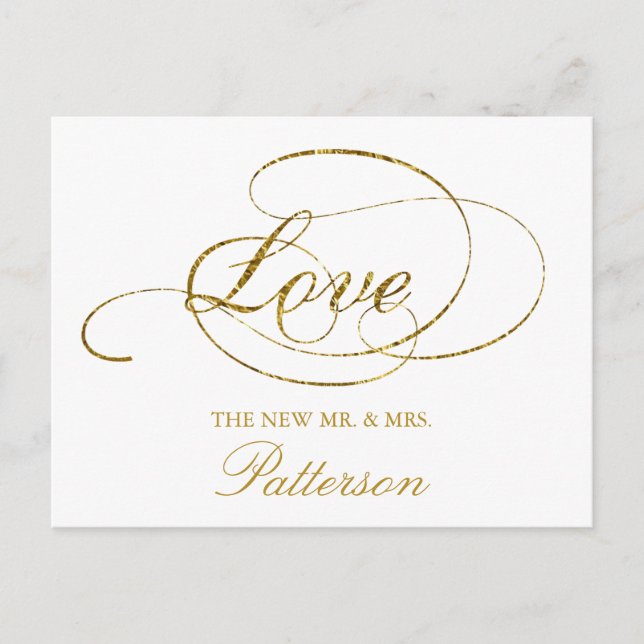 Chic Imitate Gold Foil Hochzeit Vielen Dank Templa Postkarte (Vorderseite)