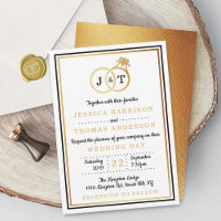 Chic Imitate Gold Foil Monogram Wedding Rings
