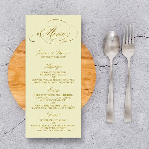 Chic Imitate Gold Foil Wedding Menu Template - Elf Werbekarte