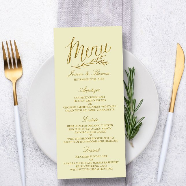 Chic Imitate Gold Foil Wedding Menu Template - Elf Werbekarte (Von Creator hochgeladen)