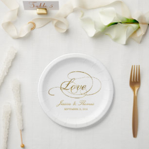 Chic Imitate Gold Foil Wedding Template Pappteller