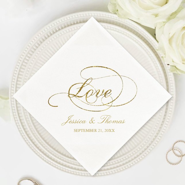 Chic Imitate Gold Foil Wedding Template Serviette (Von Creator hochgeladen)