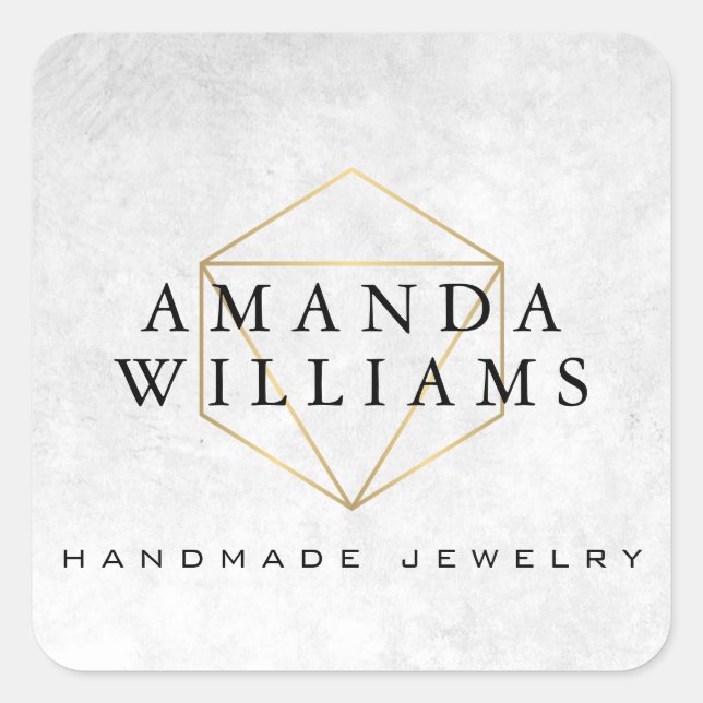 Chic Imitate Gold Gemstone Schmuck Designer Sticke Quadratischer Aufkleber (Vorderseite)