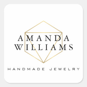 Chic Imitate Gold Gemstone Schmuckdesigner Weiß Quadratischer Aufkleber