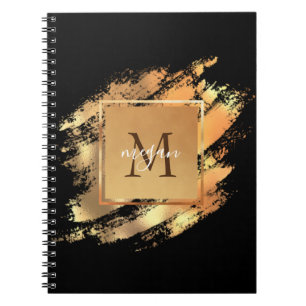Chic Imitate Gold Glam Brushstroke Mit Monogramm Notizblock