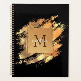 Chic Imitate Gold Glam Brushstroke Mit Monogramm Planer