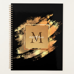 Chic Imitate Gold Glam Brushstroke Mit Monogramm Planer