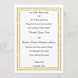 Chic Imitate Gold Glittered Trim - 12x18 Wedite Ei Einladung
