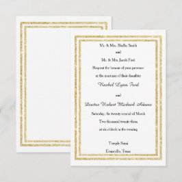 Chic Imitate Gold Glittered Trim - 3x5 Hochzeit Ei Einladung