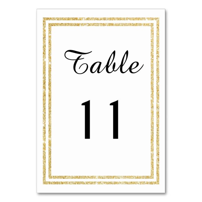Chic Imitate Gold Glittered Trim - Table Card Tischnummer (Vorderseite)