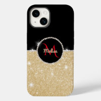 Chic Imitate Gold Glitzer Black & Pearl Monogram