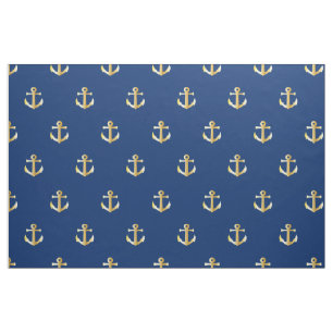 Chic Imitate Gold Nautical Anchors-Muster Stoff