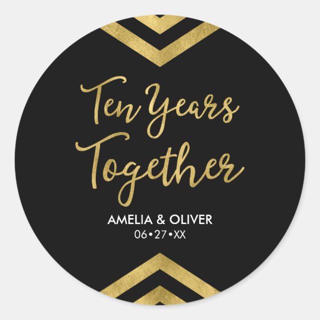 Chic Imitate Gold Zickzack 10-jähriges Party Runder Aufkleber (Vorderseite)