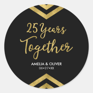 Chic Imitate Gold Zickzack 25-jähriges Party Runder Aufkleber