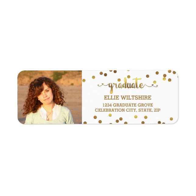 Chic Imitate Goldenes Foil Confetti Abschluss Foto (Vorne)