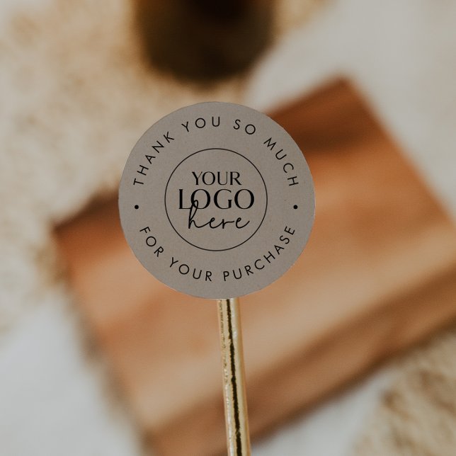 Chic Imitate Kraft Business Logo Vielen Dank für I Runder Aufkleber (Von Creator hochgeladen)