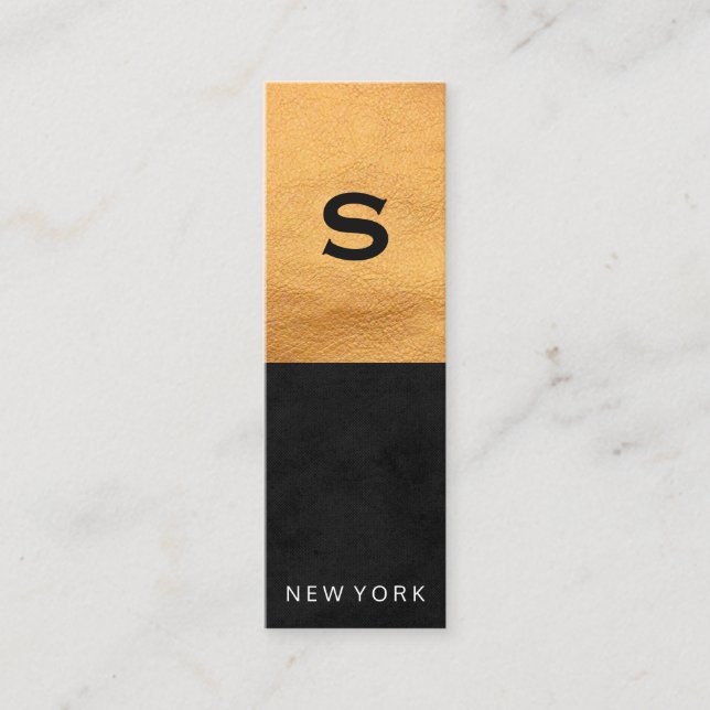 Chic Imitate Leather und Sleek Black Mini Visitenkarte (Vorderseite)