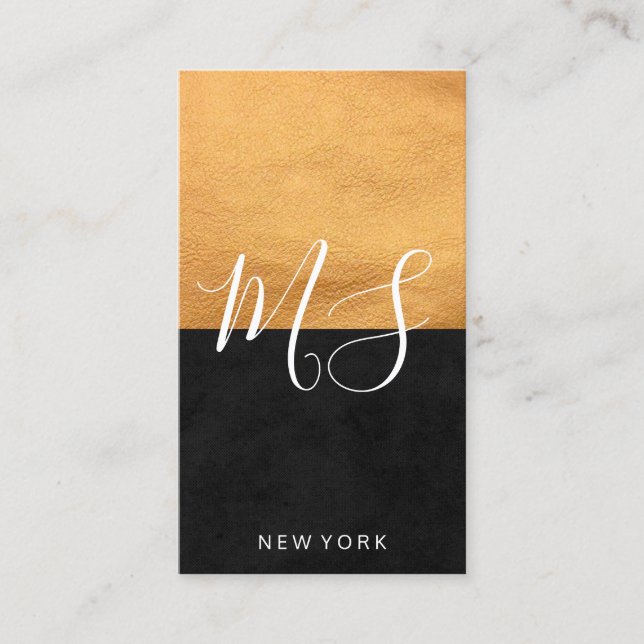 Chic Imitate Leather und Sleek Black Visitenkarte (Vorderseite)