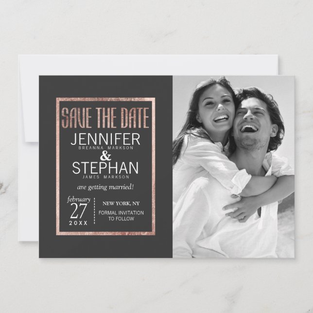 Chic Imitate Rose Gold Speichern Sie die Daten Save The Date (Vorderseite)