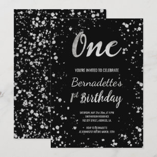 Chic Imitate Silber Konfetti Spritzer erste Geburt Einladung